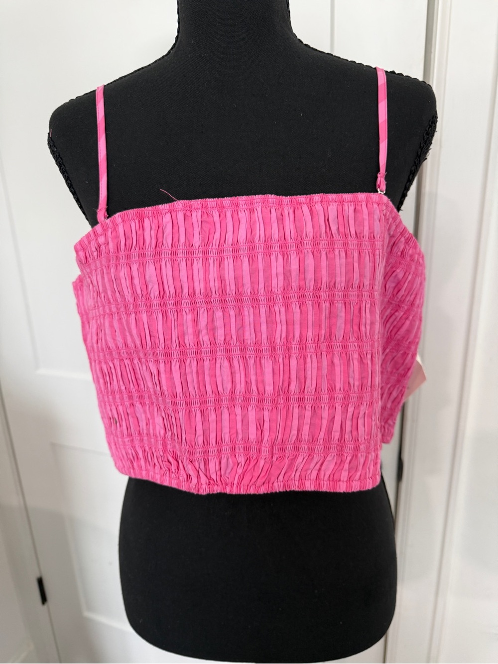 a new day Hot Pink Smocked Crop Cami